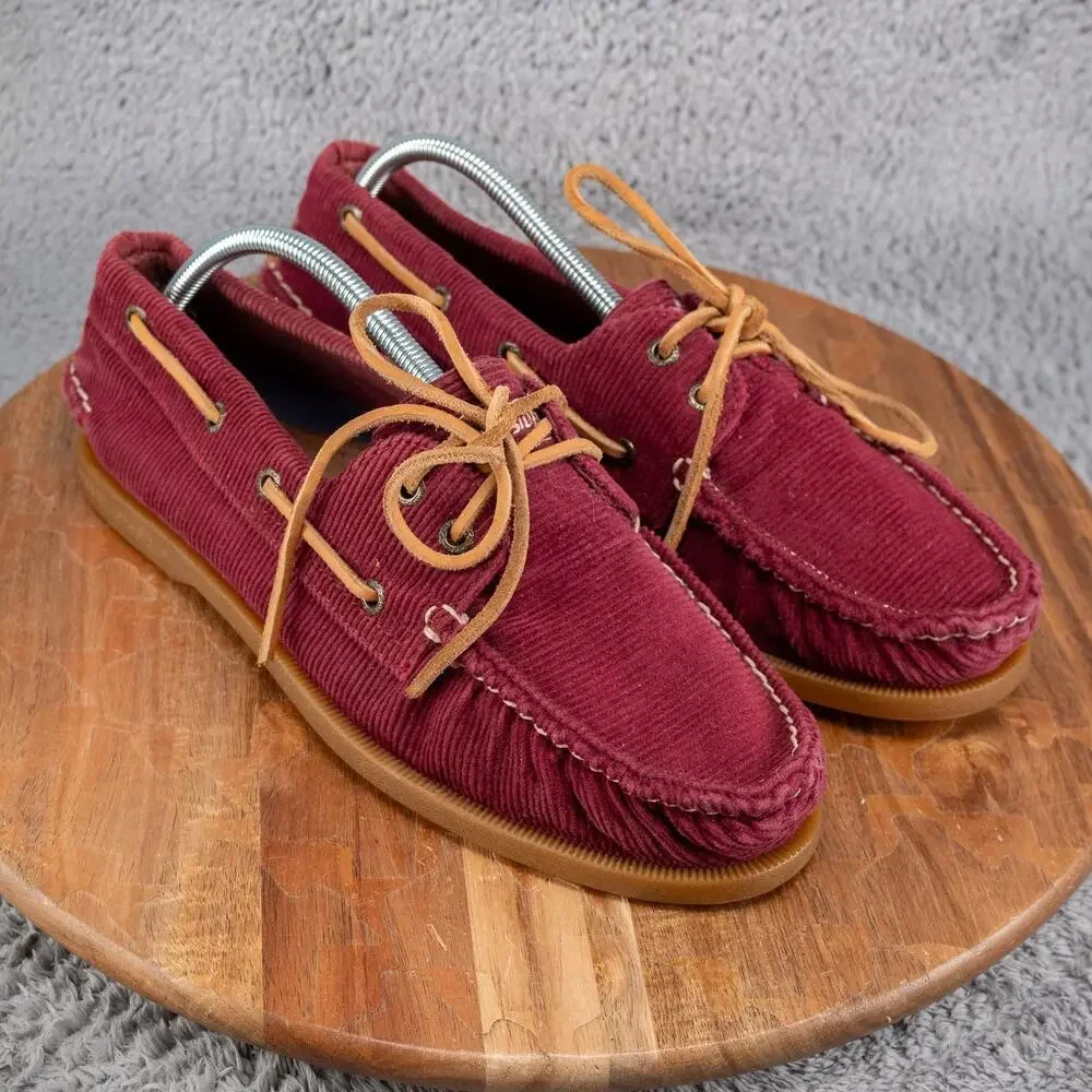 SPERRY Red Maroon Corduroy Boat Shoes‎ Mens Size 10 M